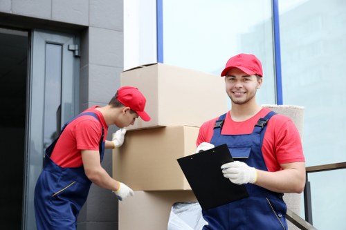 Students using storage space in Uptonpark for boxes and personal belongings