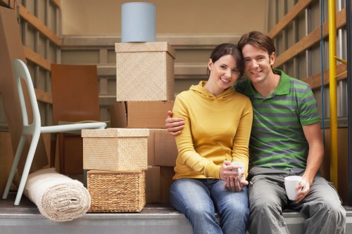 Organized storage boxes and furniture for Uptonpark households